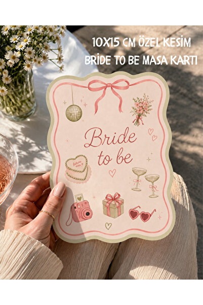 Dijital Nostal Bride To Be Masa Kartı 4’lü Set Trend Özel Kesim Bekarlığa Ved...