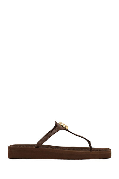 Derimod Women's Brown Leather Flip-Flops 26Sfd203018