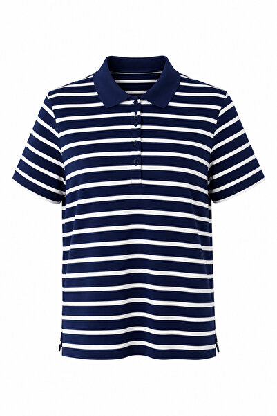 HAZELANNA Tricou cu guler polo în dungi, bleumarin