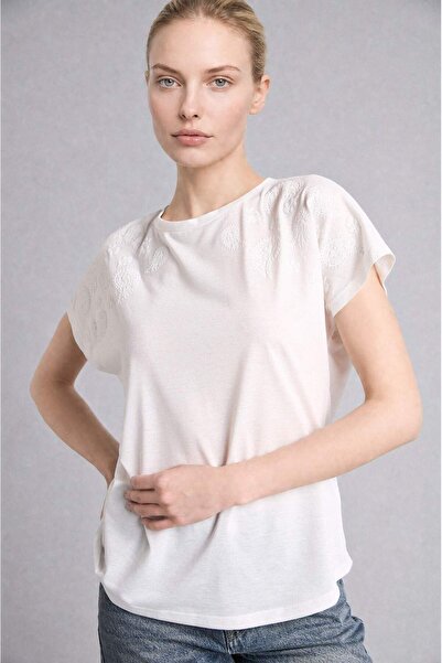DeFacto Crew Neck Puff Printed Short Sleeve T-Shirt H8361Ax26Hs