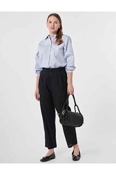 KYR Pleated Linen Trousers Black