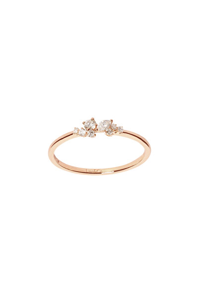 Lisa&Co. Inel Aur Flora 49 mm / Aur roz / Diamant