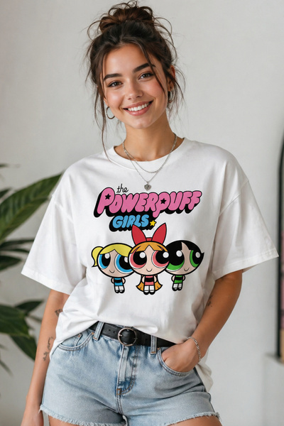 ArtYus Μπλουζάκι Powerpuff Girls με στάμπα Unisex Oversize – Βαμβακερό T-Shir...