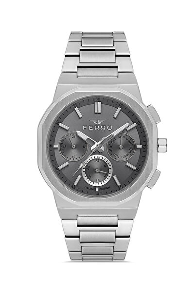 FERRO Silver steel band men's wristwatch fm40164a-a4 functions active waterpr...