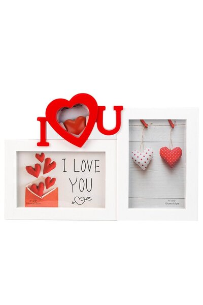 Rhainer I LOVE YOU red photo frame 2 photos