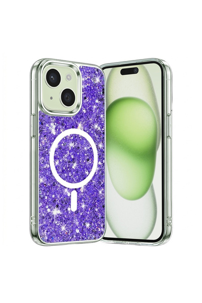 Techsuit Husa pentru iPhone 15 Plus, Sparkly Glitter MagSafe, protectie antis...