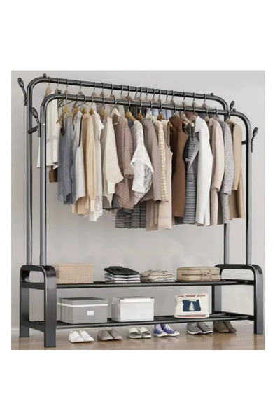 Herum Metal clothing rack with 2 bars, different heights, shoe storage space,...