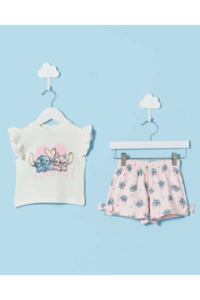 REDTAG Girls White And Pink Pyjama Short Set