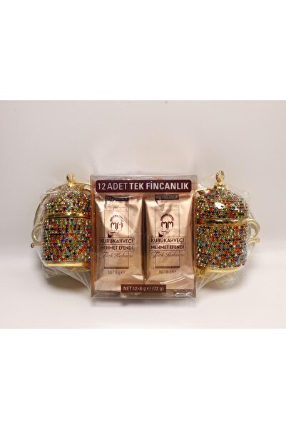 ay çerçeve Double Coffee Set with Coffee and Mix Stones