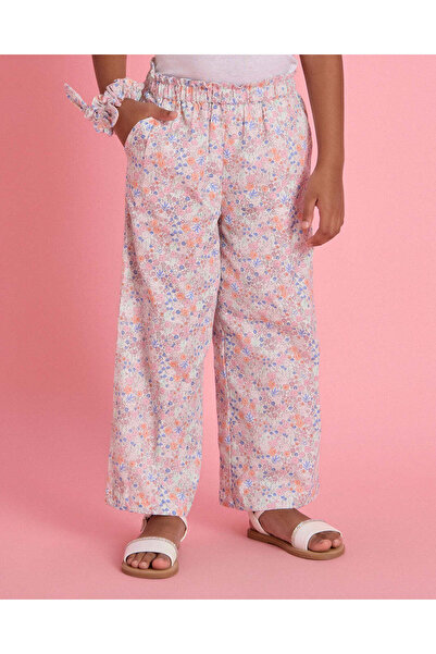 REDTAG Girls White Floral Print Casual Trouser