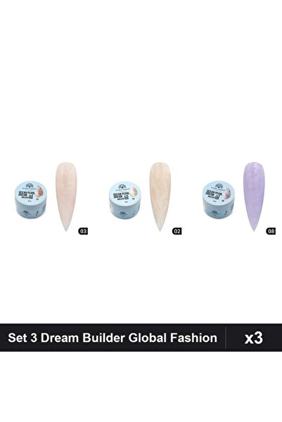 global fashion Set 3 Ocean Pearl Dream Builder 15g - Nr.02, Nr.03, Nr.08