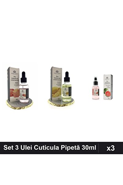 global fashion Set 3 Ulei Cuticula Pipetă 30ml - Măr, Lămâie, Pepene Verde