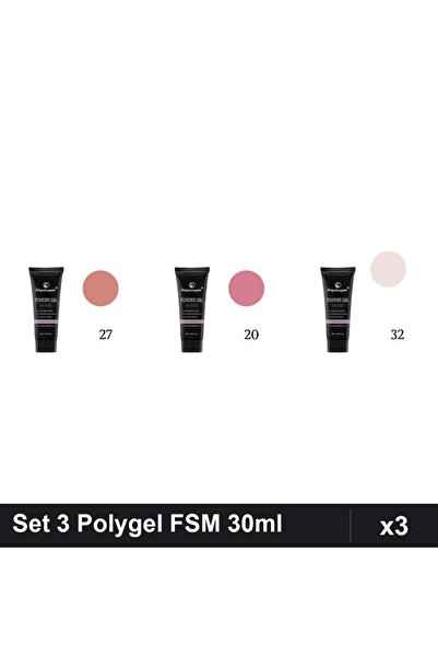 FSM Set 3 Polygel 30ml - Nr.27, Nr.20, Nr.32 - Constructie Unghii