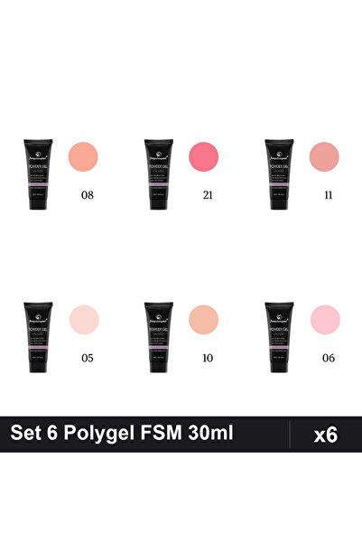FSM Set 6 Polygel 30ml - Nr.05, Nr.06, Nr.08, Nr.10, Nr.11, Nr.21