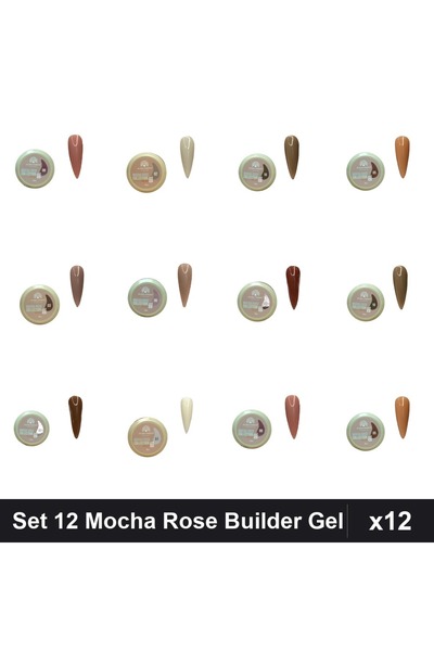 global fashion Set 12 Mocha Rose Builder Gel 15g - Nr.01-10 Constructie Unghii