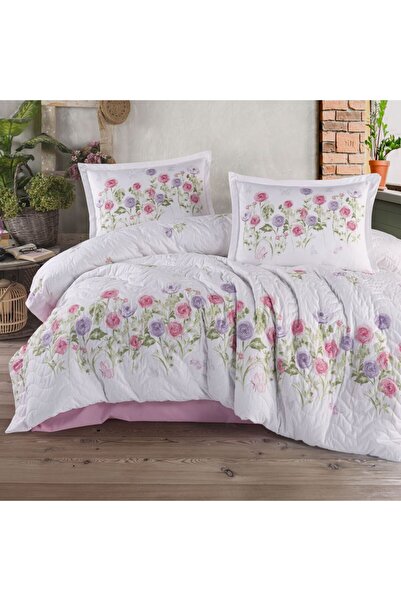 DENİZLİ ÇEYİZ Clasy Double 4 Season Quilted Duvet Cover Set Helenka Pink