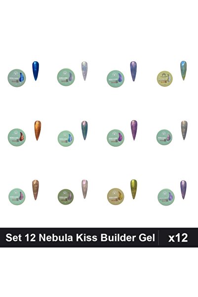 global fashion Set 12 Nebula Kiss Builder Gel 15g - Nr.01-16 Constructie Unghii