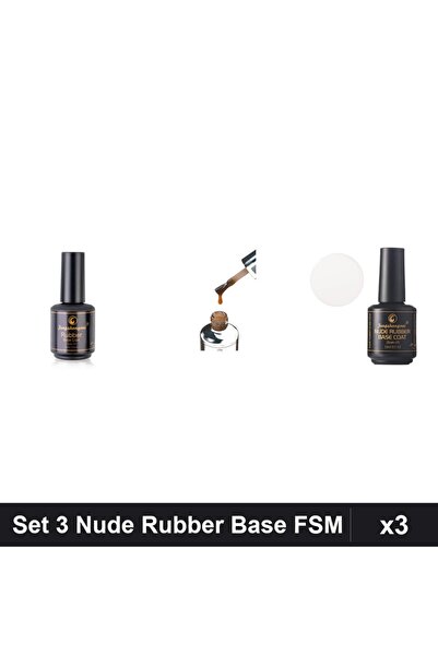 FSM Set 3 Nude Rubber Base 15ml - Nr.12, Nr.15 Alb Laptos - Bază Rubber