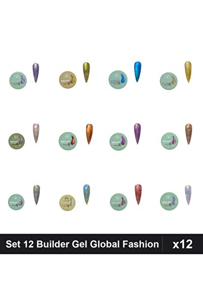 global fashion Set 12 Nebula Kiss Builder Gel 15g - Nr.01-15 Constructie Unghii