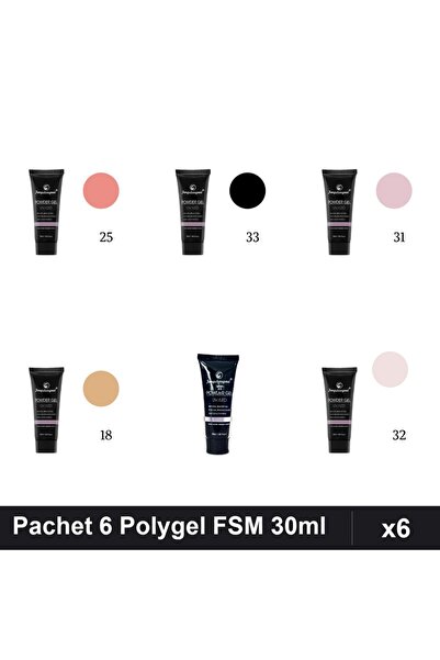 FSM Set 6 Polygel 30ml - Nr.25, Nr.33, Nr.31, Nr.18, Nr.23, Nr.32