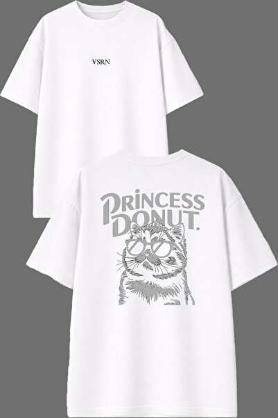 VSRN Princes Donut Design Front and Back Printed White Oversize t Shirt