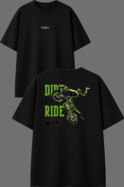 VSRN Μπλουζάκι Green Cross Moto Design με στάμπα μπροστά και πίσω, μαύρο, ove...