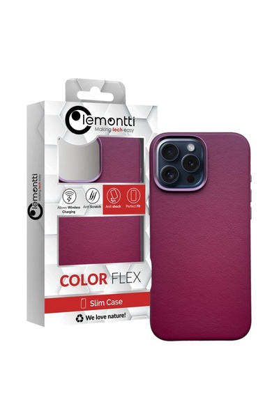 lemontti Husa Piele MagSafe iPhone 16 Pro Visiniu