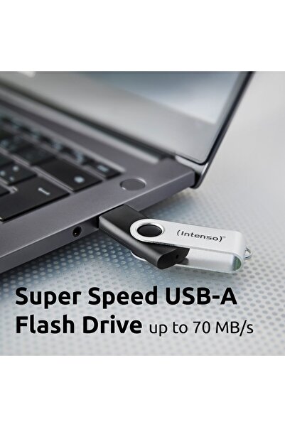 Intenso Office Line Stick USB 3.2 de 128GB, argintiu-negru