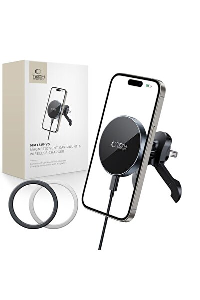 Tech-Protect MM15W-V5 ÎNCĂRCĂTOR WIRELESS MAGNETIC MAGSAFE STABIL PENTRU AUTO...