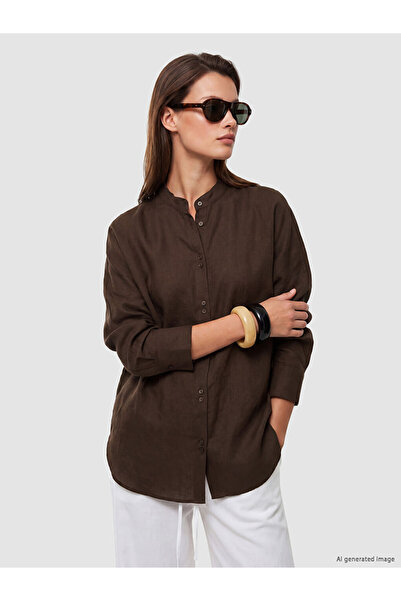 LC Waikiki Rmz Gi̇yi̇m Farkiyla Hakim Roba Collar Loose Fit Women's Shirt Tunic
