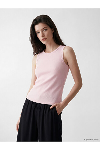 LC Waikiki Trendlucky Women's Oval Neck Tank Top with a Difference in Color