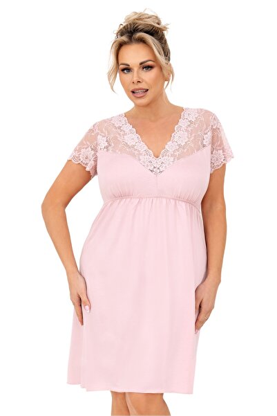 OEM Rochie de noapte din dantelă pentru femei - Livia plus size roz pudră - 5...