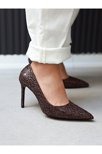 EVASAMLİSHOESBAG Parlak Taşlı Topuklu Ayakkabı
