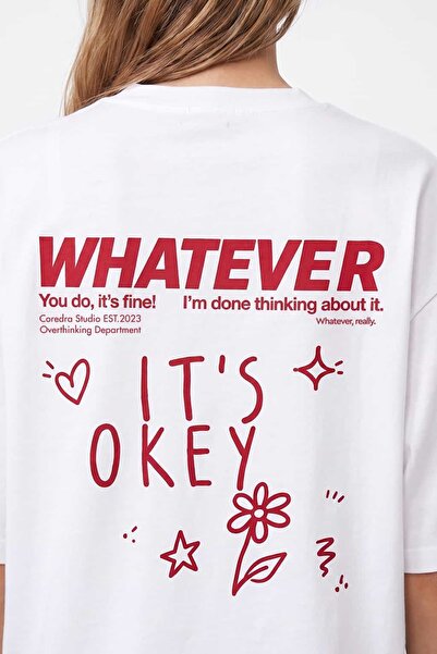 Coredra Whatever Oversize Fit Women's T-Shirt - White - C101