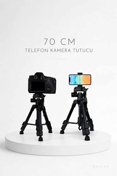 RAYLAX 70 CM Profesyonel Telefon Kamera Tutucu Çantalı Tripod Su Terazili 3 A...