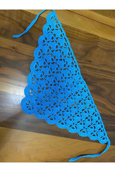 HANDMADEAKİLE El Örgüsü Tığ İşi Saç Bandanası – Bohem Yazlık Bandana – Turkuaz
