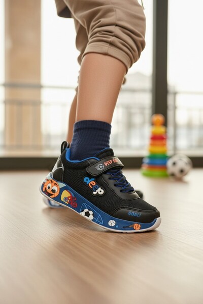 enoch Boys' Shoes with Graphic Pattern on the Sole and Velcro Fastening