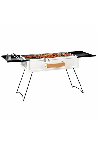 Tradeo Portable Suitcase Charcoal BBQ Grill with Foldable Side Tables