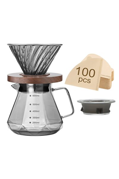 Choice 600ml Pour Over Coffee Maker Set, 20 oz Borosilicate Glass Carafe with...