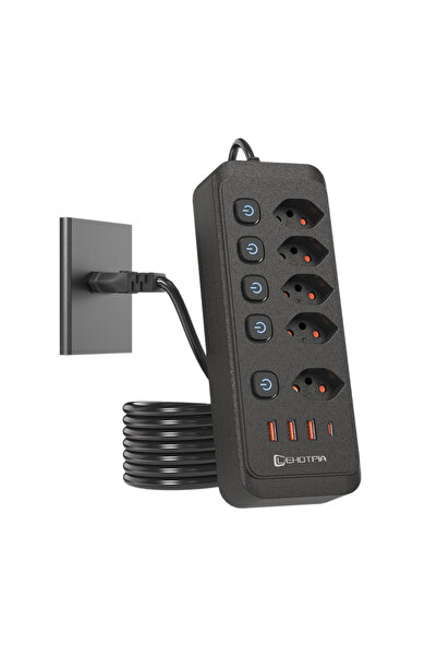 Choice CH-C05-1.8B Switzerland Plug 1.8M Extension Cord AC Outlet Separate Sw...