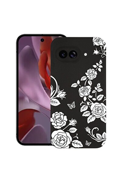 bestcase Ултра тънък TPU калъф, съвместим с Google Pixel 9a, Флорален - Черна...