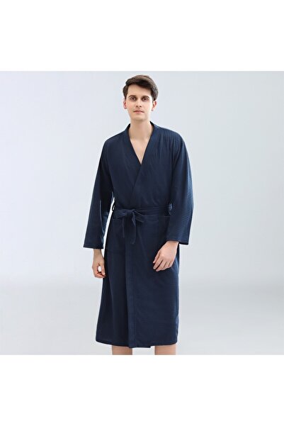 Choice13 XL Blue-man Spring and Summer Waffle Bathrobe Men and Women Sauna Cl...