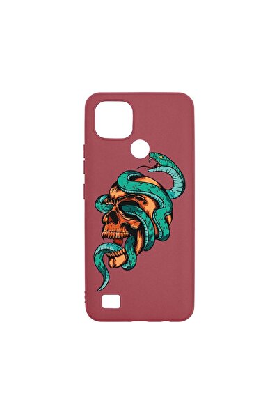 bestcase Силиконов калъф, съвместим с Realme C21, с дизайн на череп, устойчив...