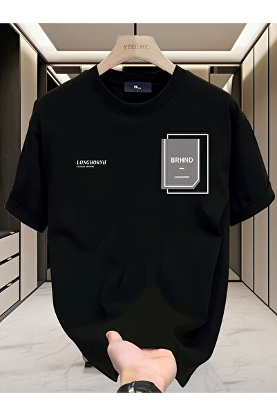 PAVRO Unisex Άνετο T-shirt με μικτό σχέδιο και στάμπα