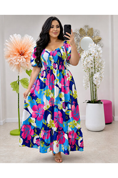 OEM Rochie maxi, elastica, bust smock maxim 130 cm, potrivita S-XXL, imprimeu...