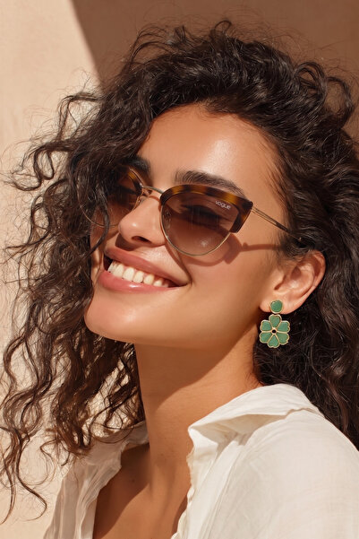 Vogue VO 5212-S Kadın Güneş Gözlüğü Kahve Degrade Cam Havana Gold Çerçeve