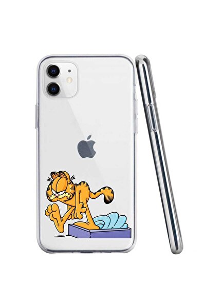 OEM Калъф за Apple iPhone 11, прозрачен силиконов, с десен Гарфилд ядосан