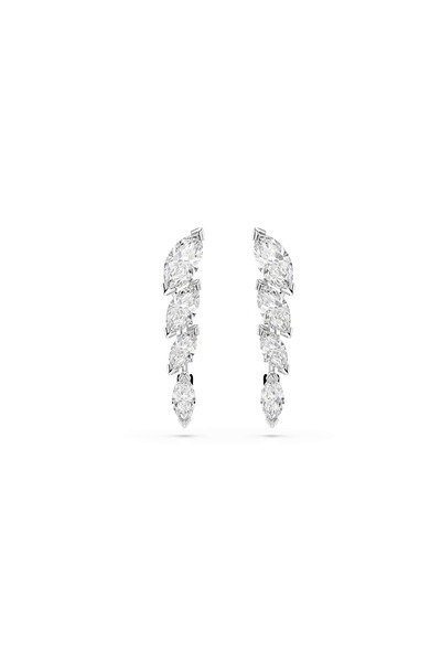 Swarovski Mesmera Küpeler, Markiz kesim, Beyaz, Rodyum kaplama