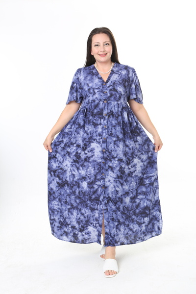 XL Modam Women's Washed Patterned Plus Size Dress