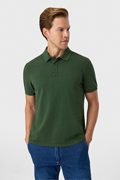Back And Bond Regular Fit Green Polo Neck T-Shirt
